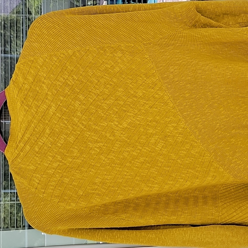 Eileen Fisher Drape Front Slub Cardigan Sz L Wool Linen & Silk Blend Mustard - Picture 4 of 12